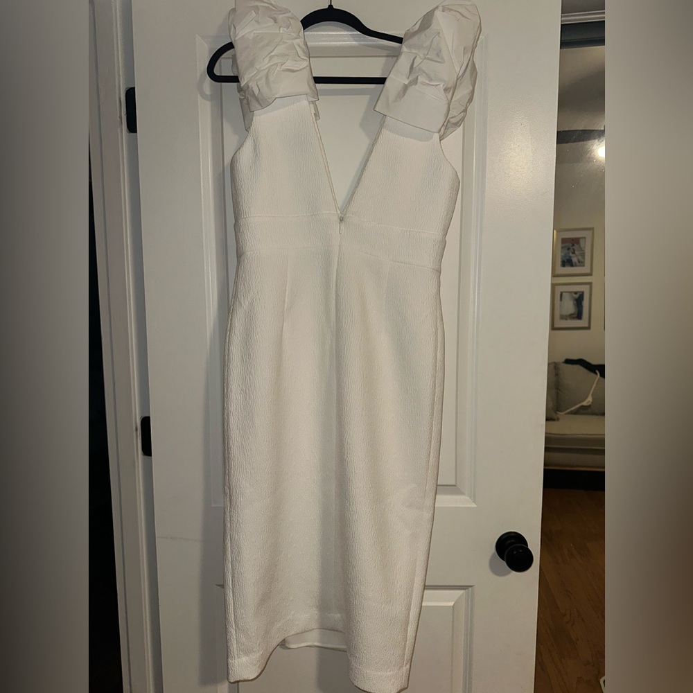 Rebecca Vallance Puff Sleeve V neck Midi dress - Picture 7 of 7